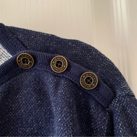Ralph Lauren blue button shoulder knit sweater - Picture 2 of 5